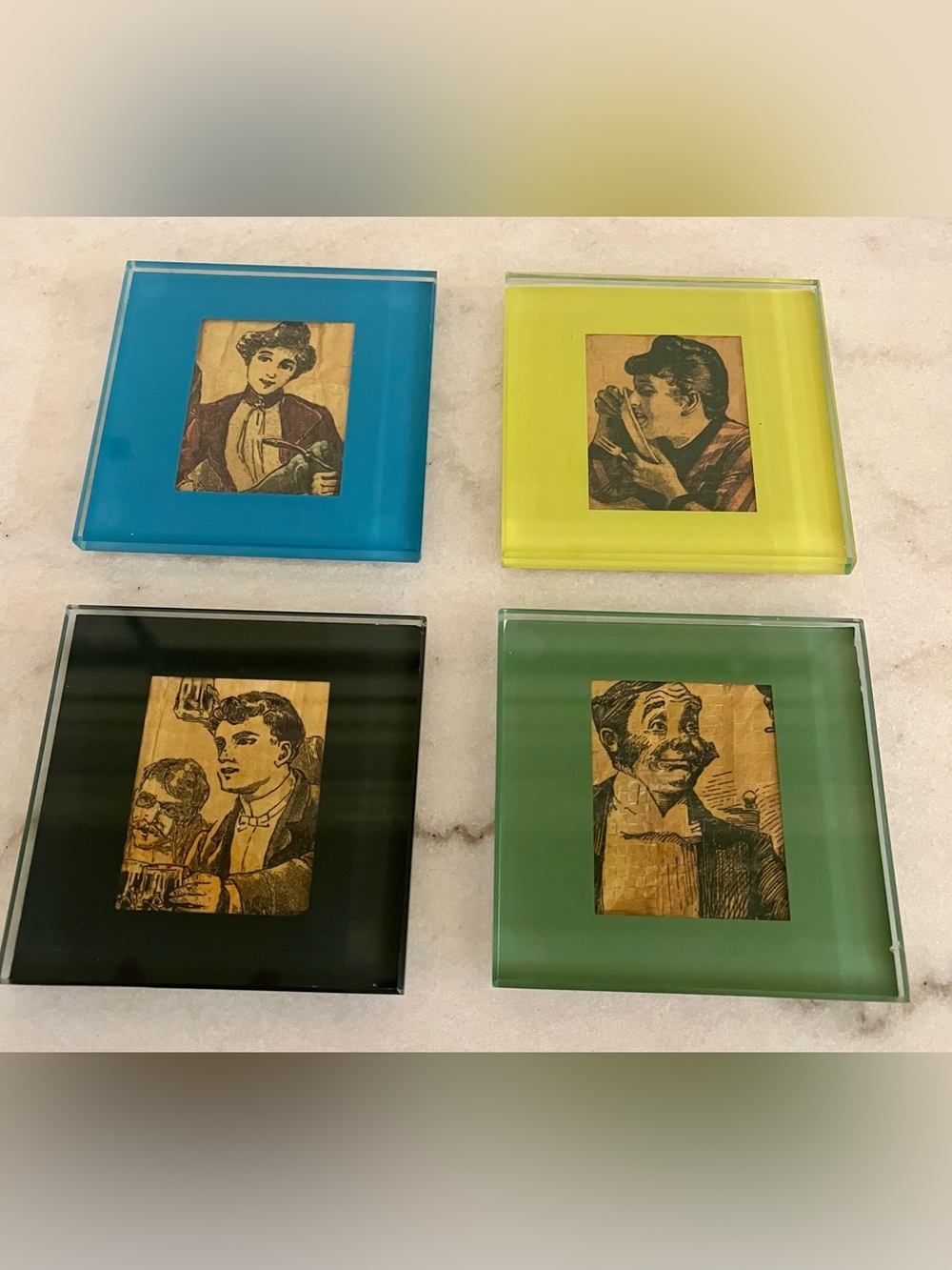 Handmade Upcycled Trader Joe’s Glass Coaster Set - Set of 4